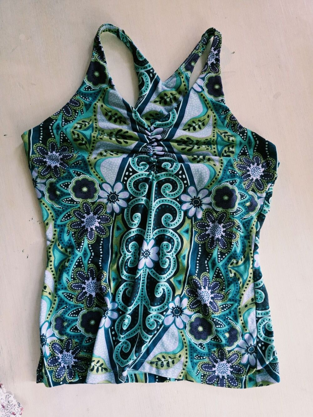 Two tops by prAna Crossback Built-in Tank Bra Pink and Green M - Picture 4 of 13